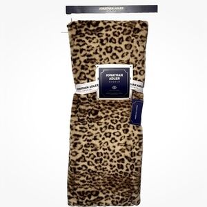 Jonathan Adler Studio Golden Leopard Print Faux Fur 50” x 70” Throw Blanket New